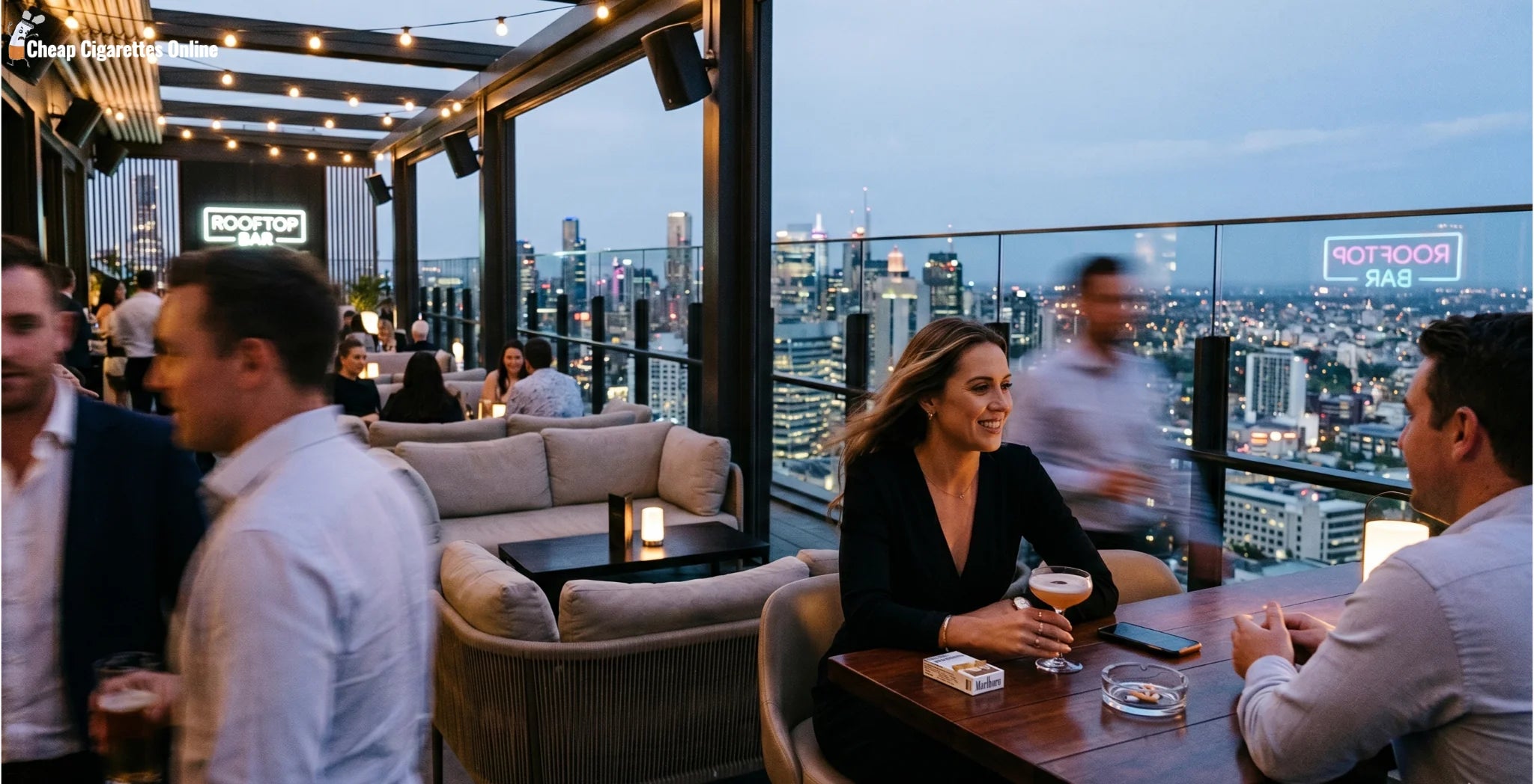 Luxury rooftop lounge vibes