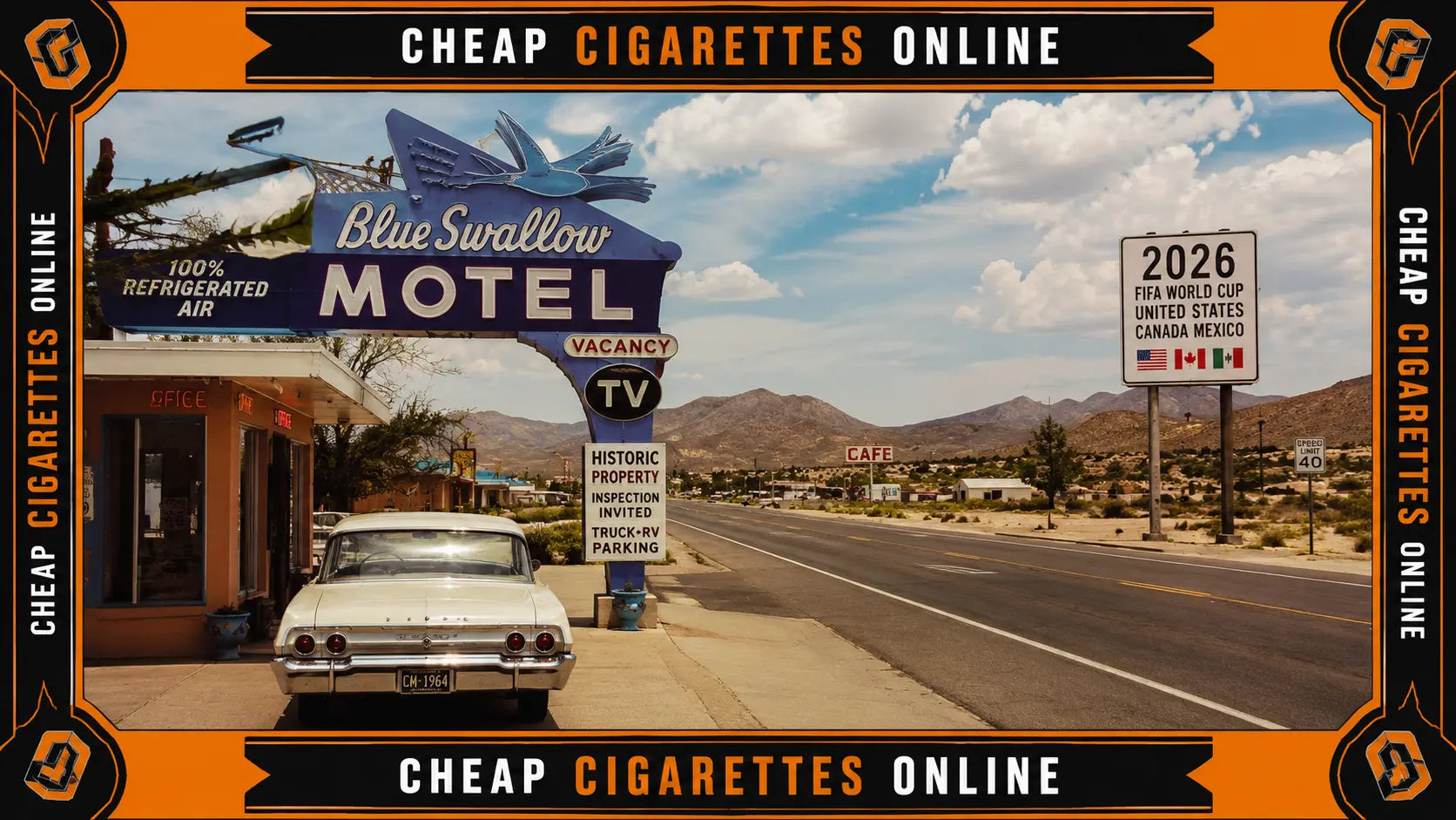 Vintage Camel advertising meets modern American travel culture