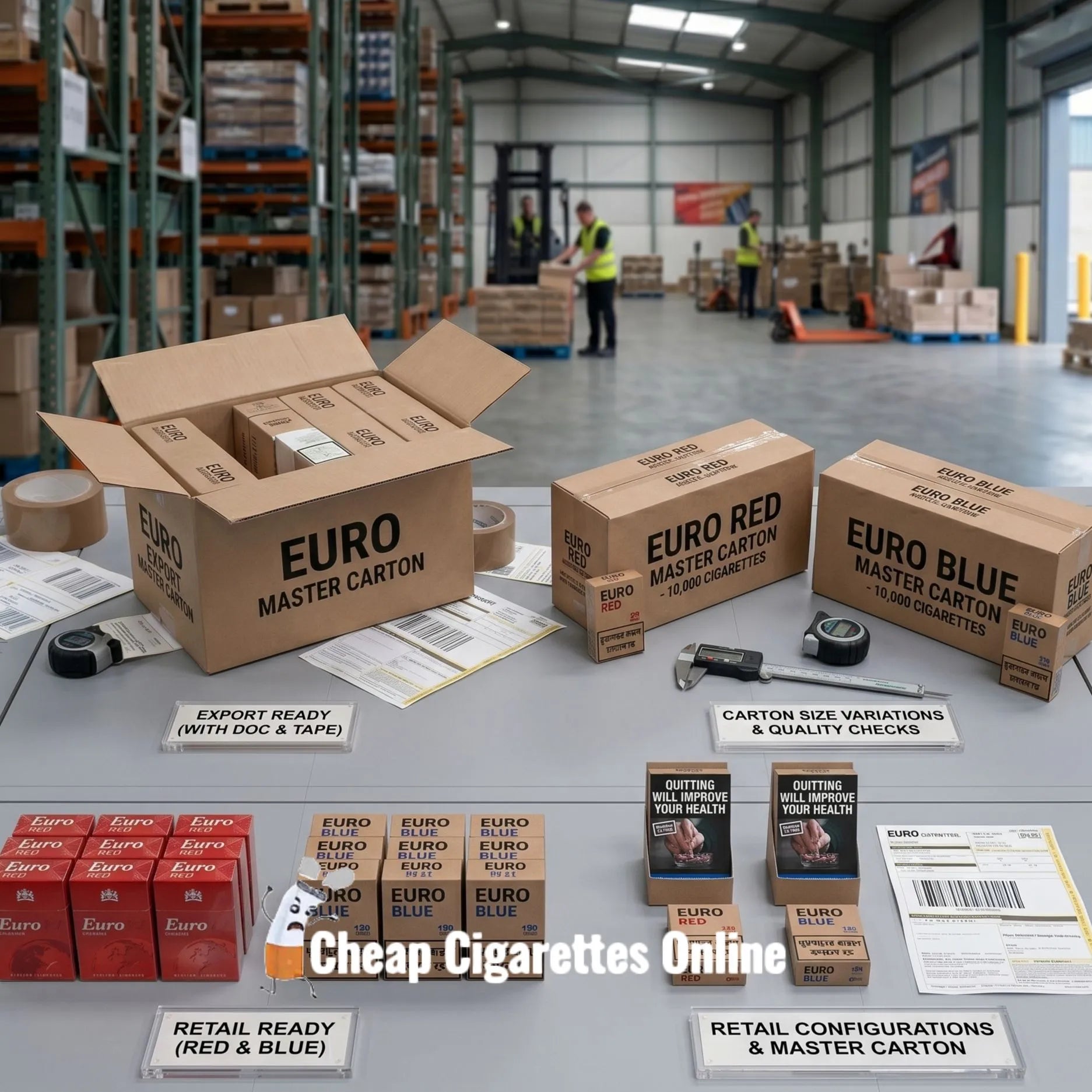Euro Red and Euro Blue cigarette pack formats and carton structures compared in Australia